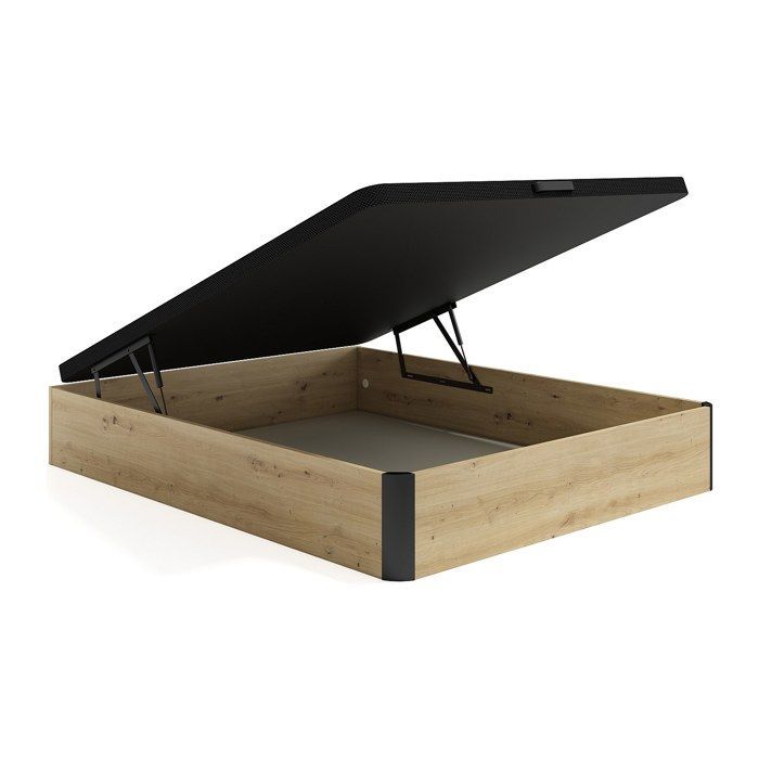 Base de cama con almacenamiento de 160 x 200 cm - Natural claro y negro - NAMOSI by YSMÉE