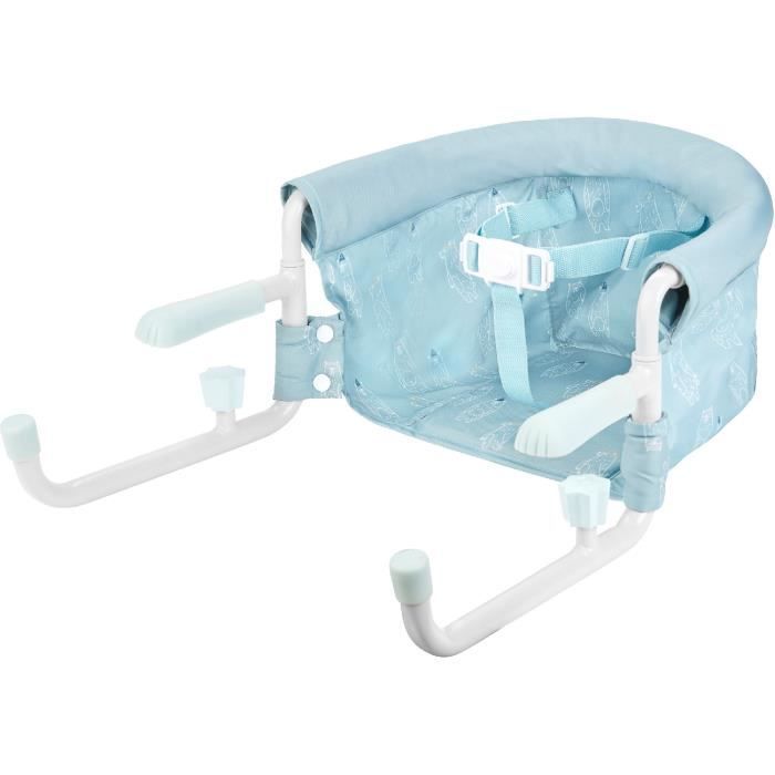 Seggiolone da tavolo Badabulle con sistema di fissaggio a 4 bracci, chiusura ultra compatta, da 6 a 36 mesi.