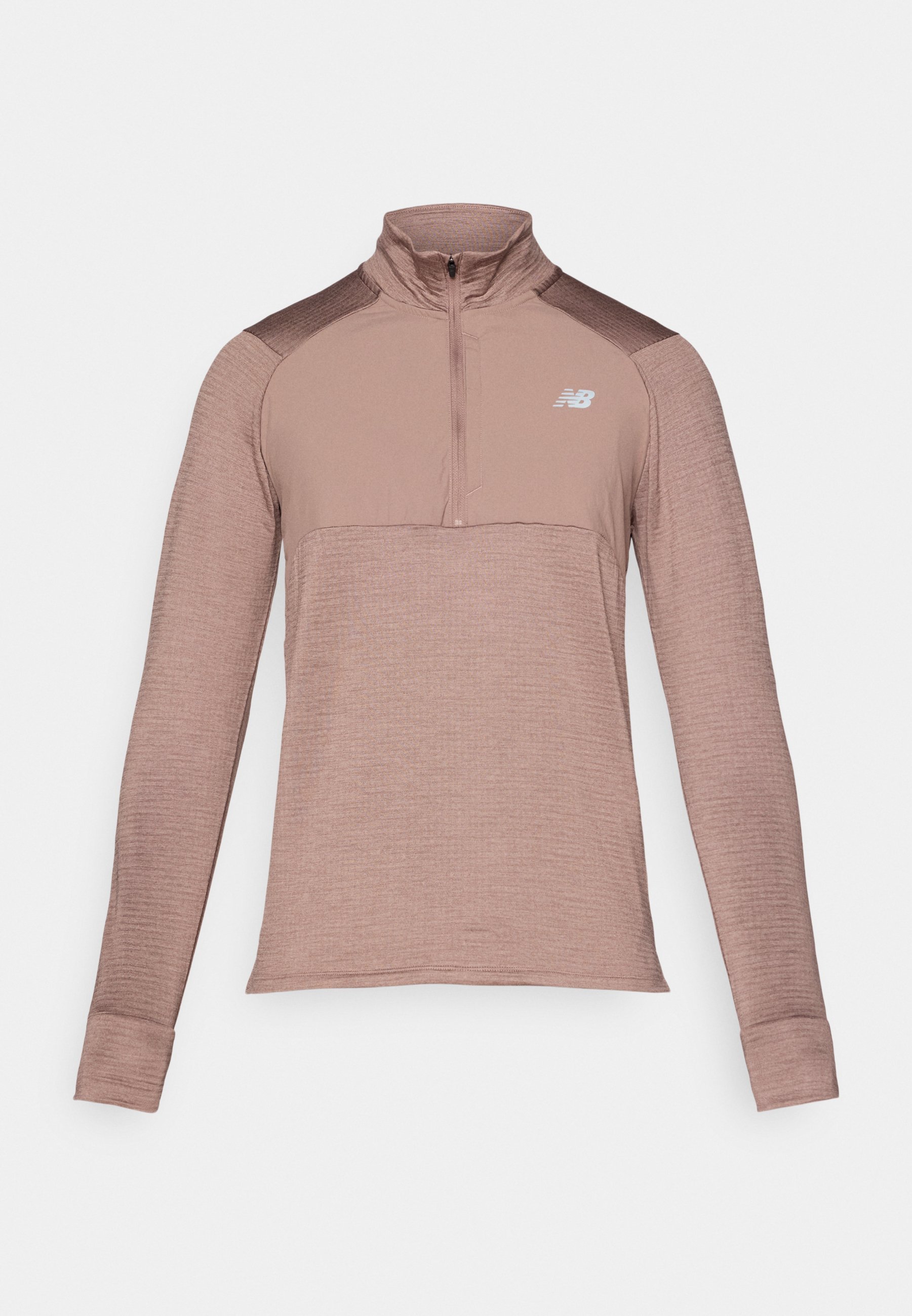 Haut à manches longues New Balance ATHLETICS GRID 1/2 ZIP - Gris chiné terre