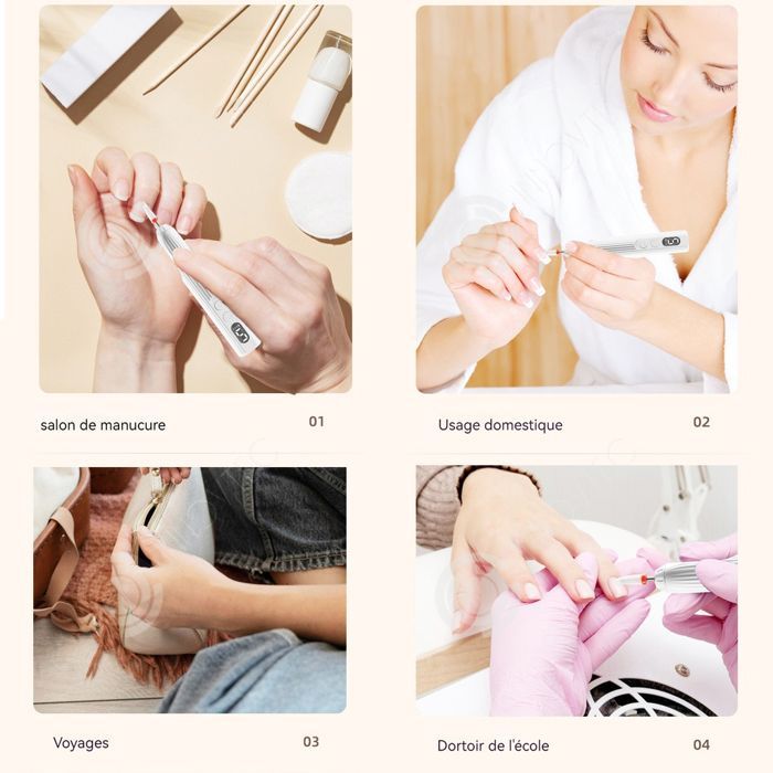INN Lime a ongle electrique 5 vitesses avec 6 têtes meulage ponceuse pour ongles professionnelle avec base chargement et lampe à