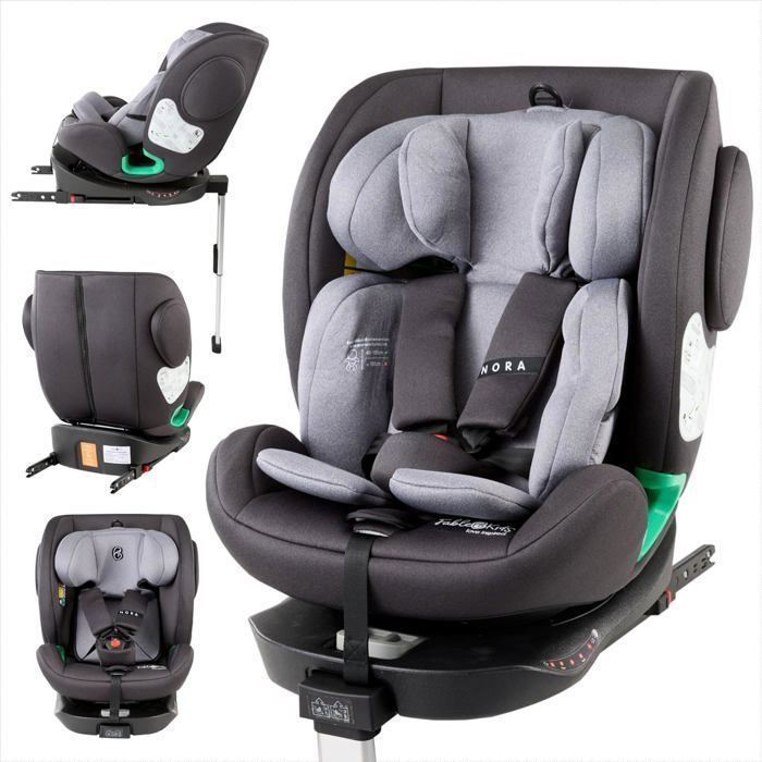 FableKids NORA Child Seat, Grey, i-Size, 360° Swivel, 40-150 cm