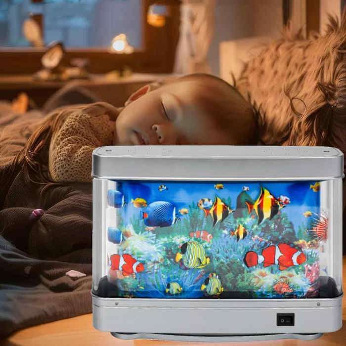 Acuario con iluminación LED y sistema de autopurificación, 30x23x7cm, multicolor