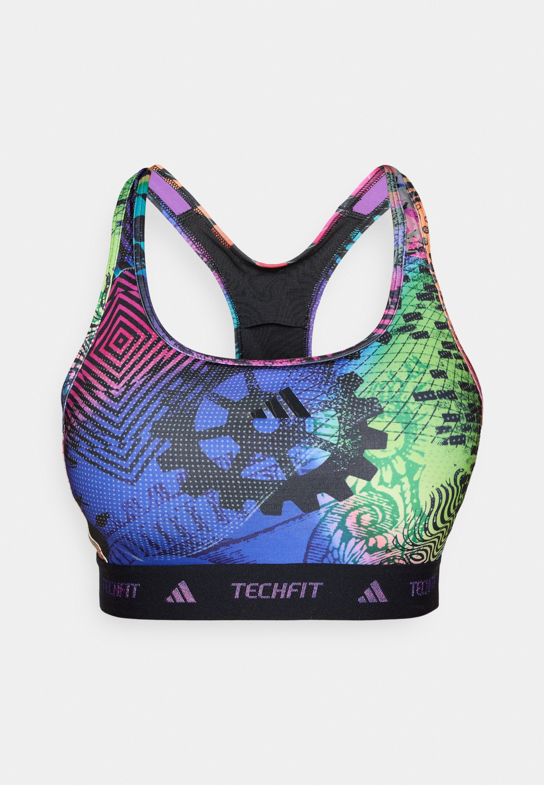 adidas Performance X JEREMY SCOTT PRIDE BRA - Medium support sports bra - acid yellow/semi lucid fuchsia/active purple