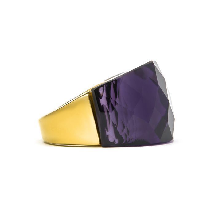 Anello - Luxenter - Fadino - Finitura oro giallo 18 carati - Quarzo idrotermale Onice - Viola