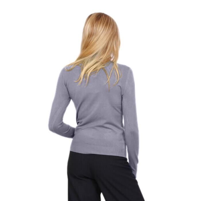 Pull femme - VICTOR MOD - Gris - Col montant - Manches longues - Taille XL/XXL
