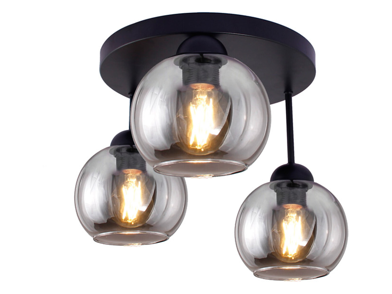 Lampa sufitowa Wriggs 3-punktowa szklana czarna