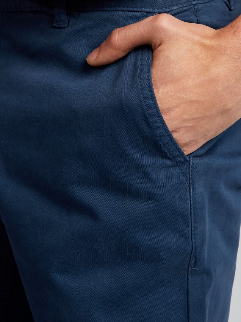 Calça chino de cor sólida - AZUL