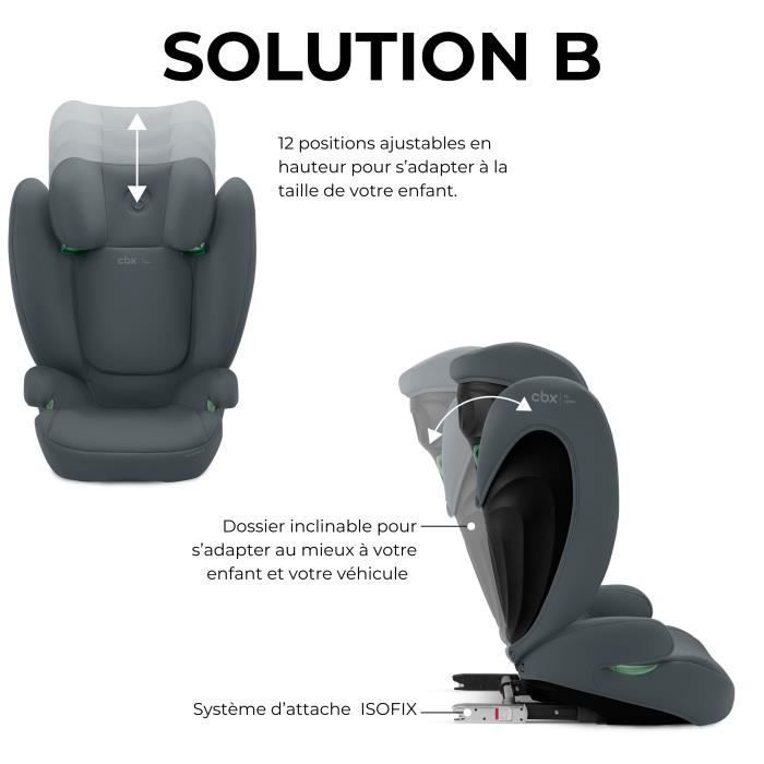 Silla de coche CBX by Cybex Solution B i-Fix para niños de 3 a 12 años, de 15 a 50 kg y de 100 a 150 cm de altura - Gris