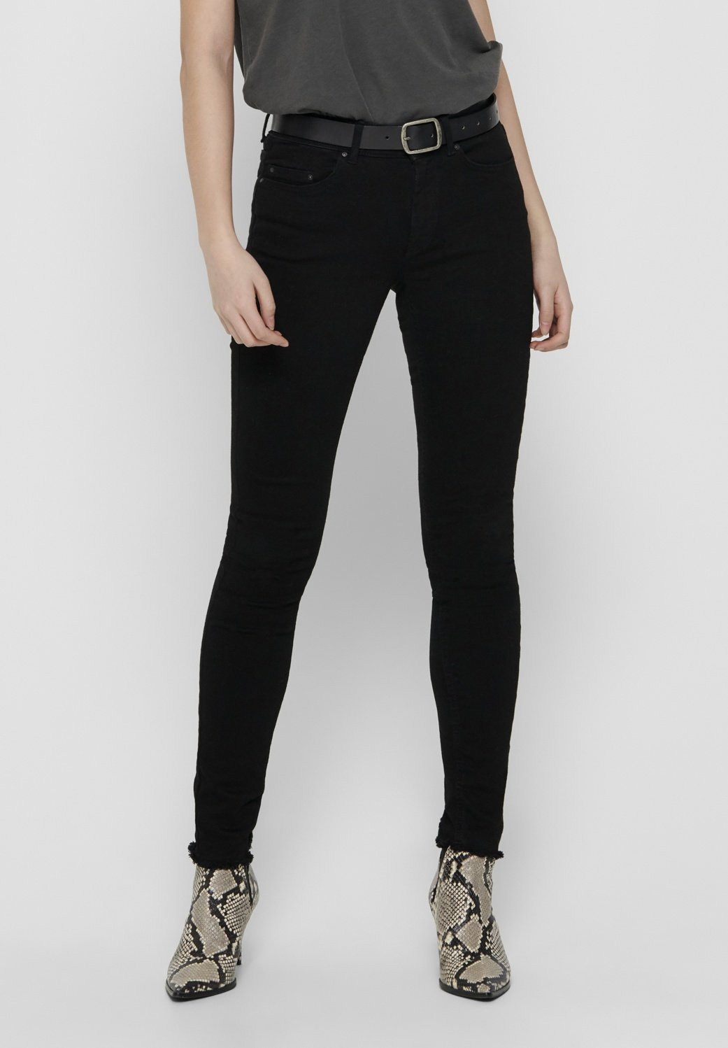 ONLY ONLBLUSH MID RAW - Skinny Fit jeans - zwarte denim