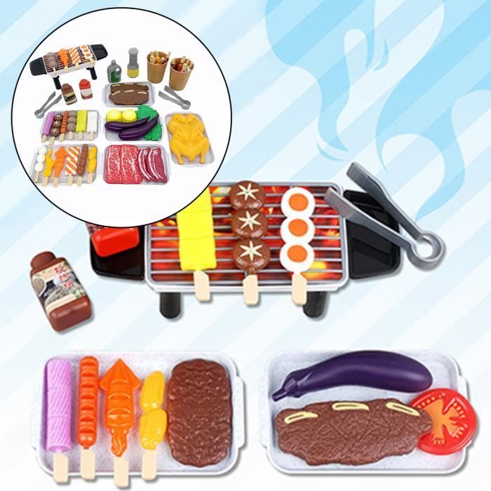 Ensemble de jeu de barbecue Jeu de simulation de nourriture Jouet de gril Ensemble de barbecue Cuisine Outils de cuisine 55 pièces