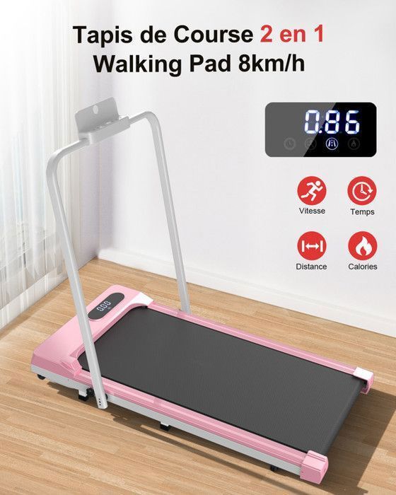 2-in-1 opvouwbare roze loopband - elektrische rolband - loopvlak 1-8 km/u - met afstandsbediening en lcd-scherm