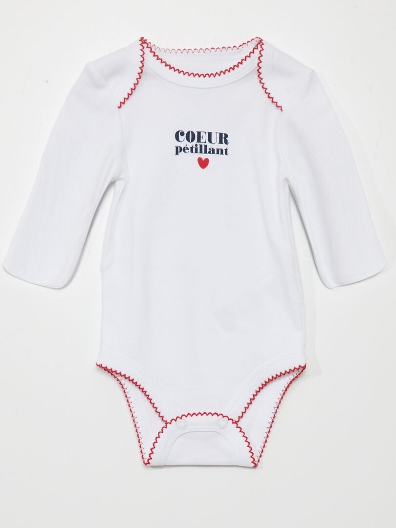 Conjunto body + macacão com estampa de coração - BRANCO
