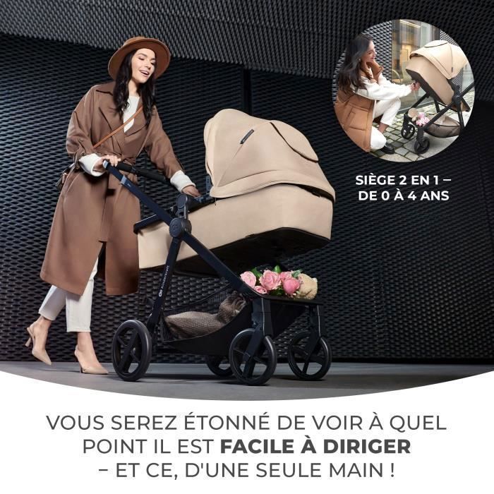 Passeggino combinato Kinderkraft NEWLY 3 in 1, con seggiolino auto I-Size, sistema da viaggio, leggero (7,5 kg), pieghevole, grigio.