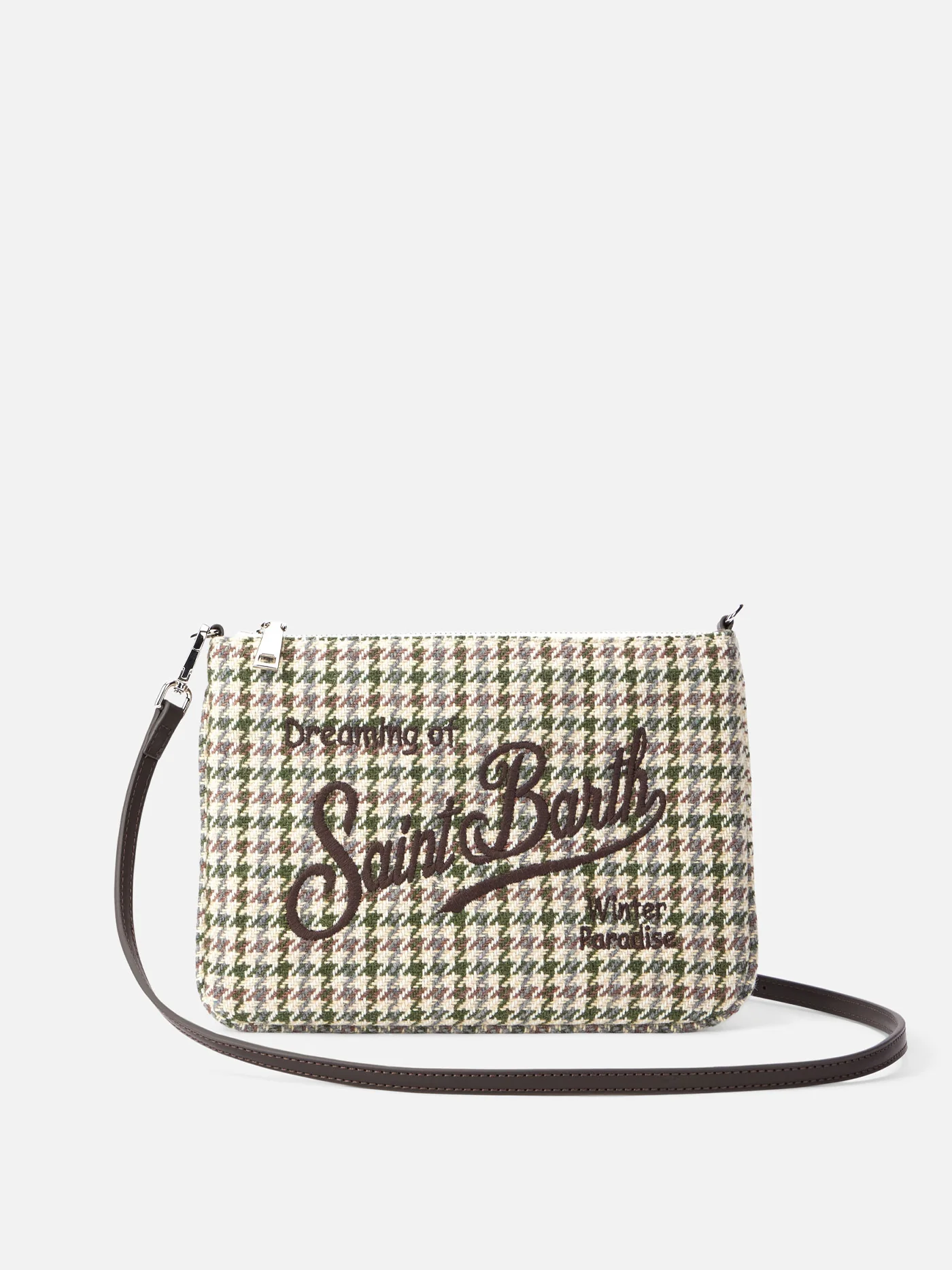 Parisienne Check Multi Pouch with Removable Eco Leather Straps, Chain & Embroidered Logo | MC2 Saint Barth