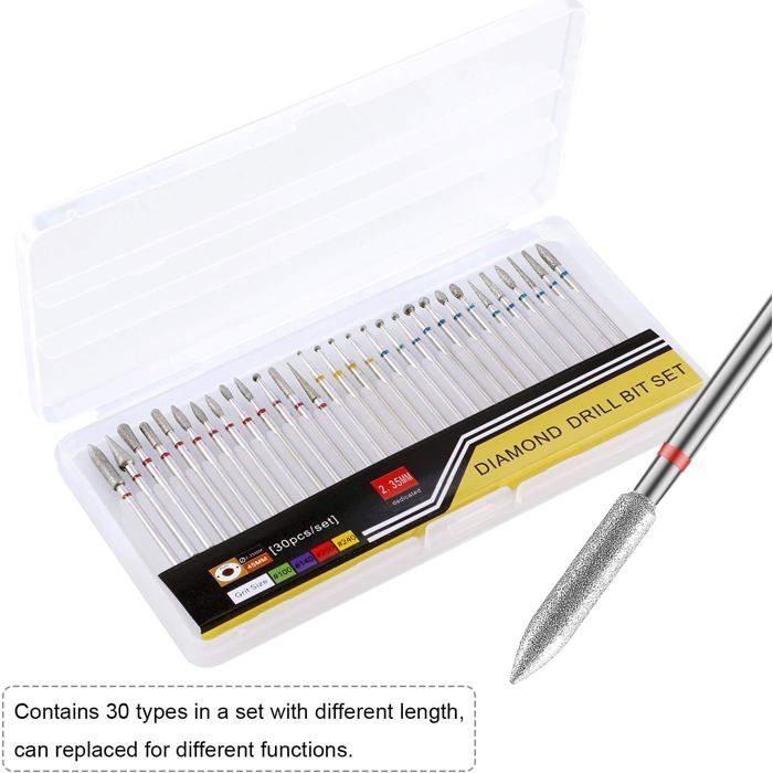 30 Pieces Nail Drill Bits Electric Nail File Bits for Manicure and Pedicure, Nail Drill Bits Cuticle Cleanser [YP209]