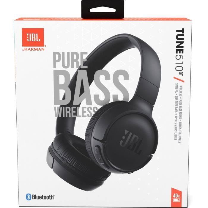 Auriculares inalámbricos supraaurales JBL Tune 510 BT - Sonido JBL Pure Bass - Bluetooth 5.0 - Hasta 40 horas de autonomía - Negro