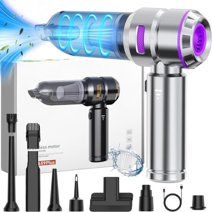 Aspiradora de mano, mini aspiradora con cable para coche de 16000 Pa con filtro HEPA, potente aspiradora portátil recargable por USB para coche.
