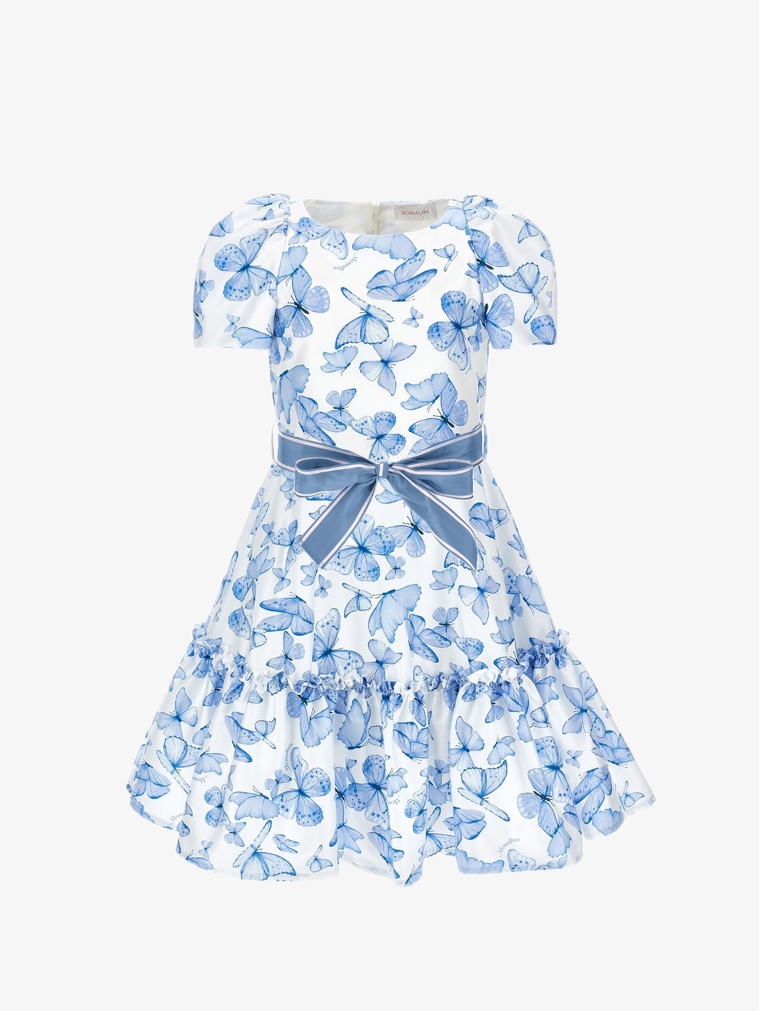 Robe Monnalisa à nœud papillon - Robe cocktail / Robe de soirée - crème/bleu clair