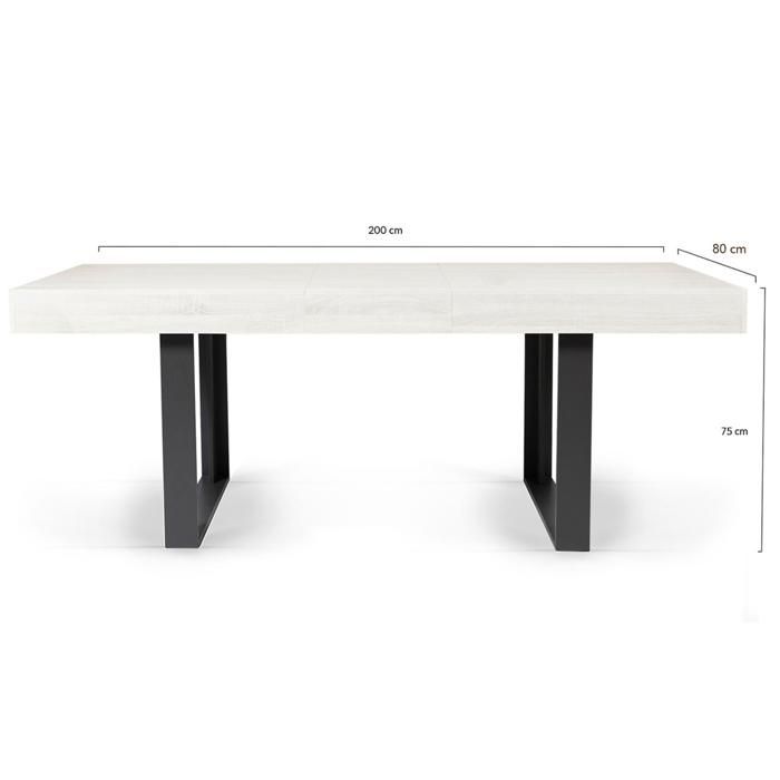 Mesa de comedor rectangular extensible - IDMARKET - PHOENIX - Madera y gris - 4-8 personas - 160-200 cm