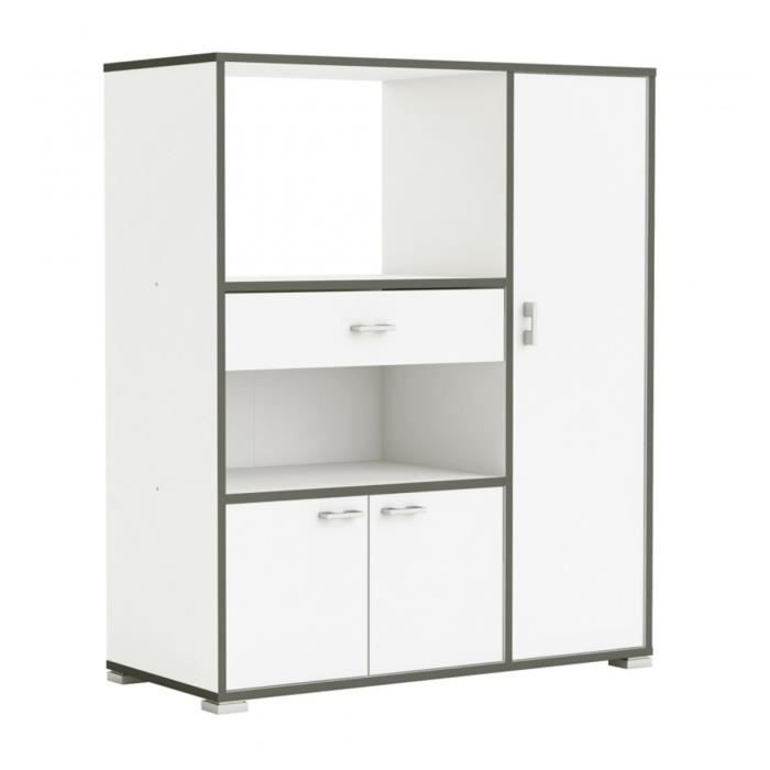 Desserte Micro ondes coloris Blanc mat - 90 x 111,8 x 40 cm