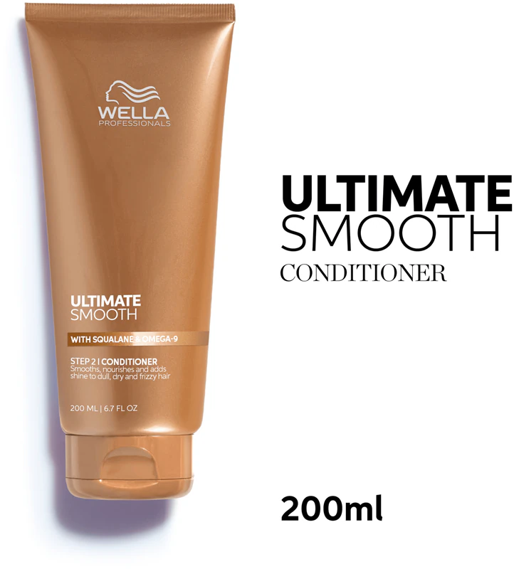 Condicionador Wella Professionals Ultimate Smooth: condicionador nutritivo para cabelos brilhantes e macios.