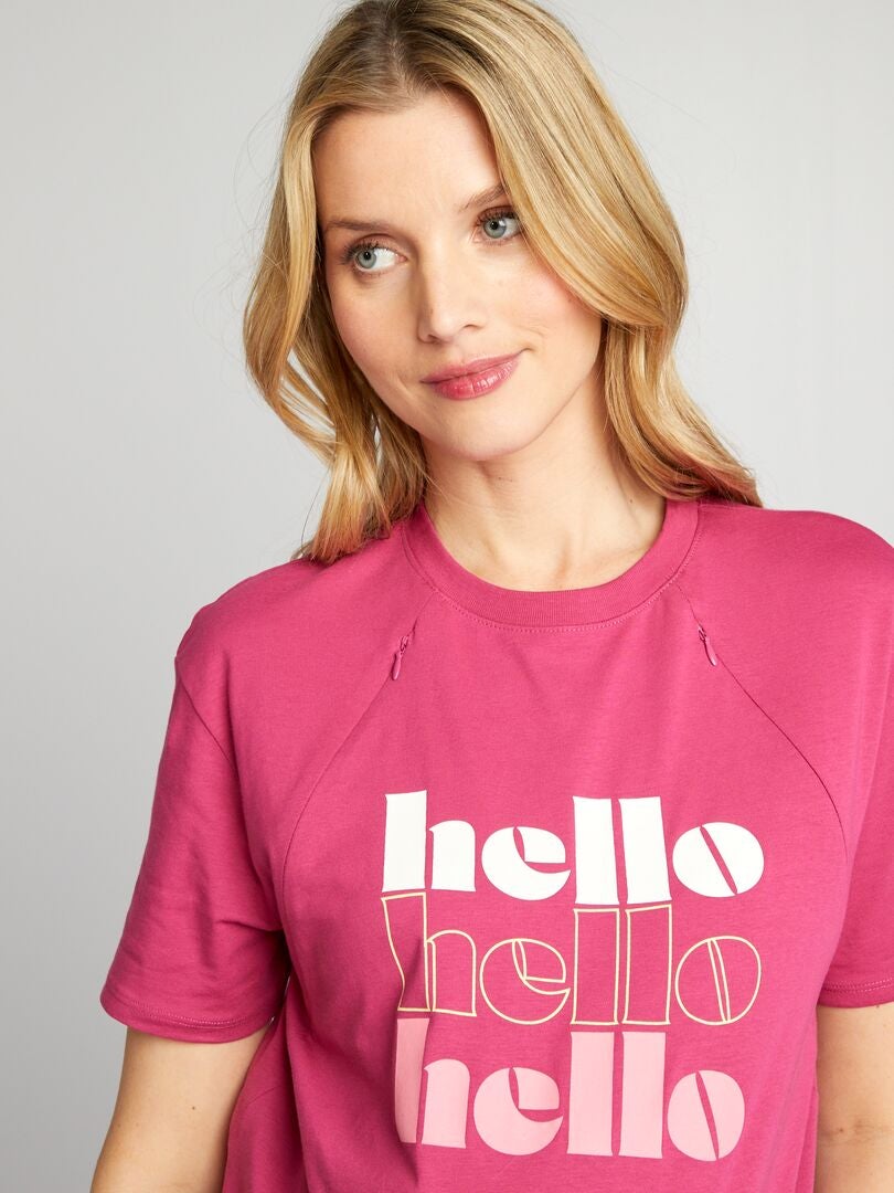 Camiseta de lactancia con aberturas - ROSA
