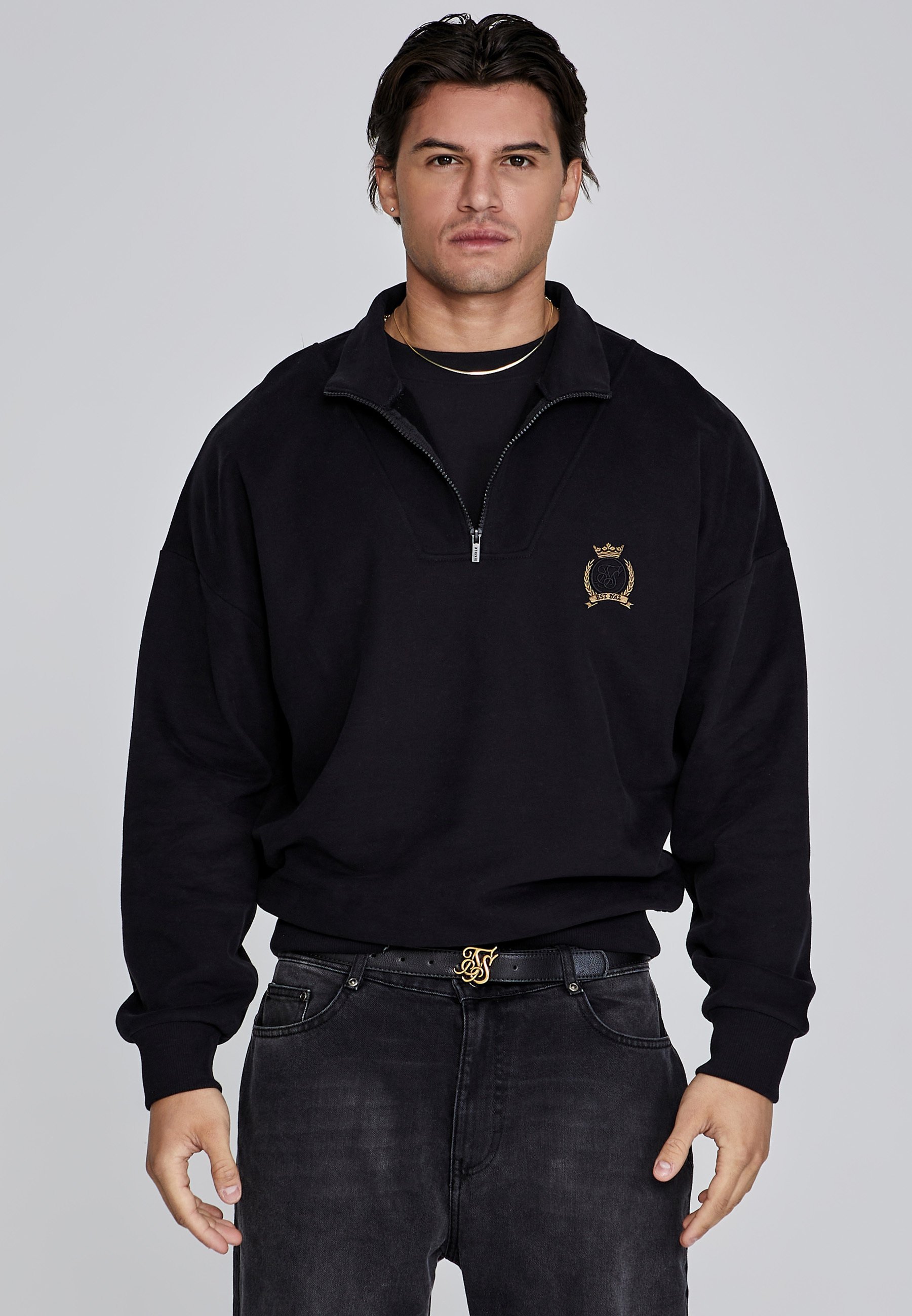 SIKSILK QUARTER ZIP - Sweatshirt - schwarz