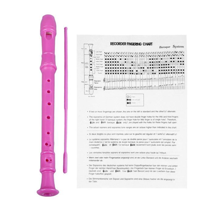Mxzzand Sopranblockflöte, Aufnahmeinstrument, 8-Loch-Triple-Flöte mit absteigender Tonhöhe, ABS Music Klarinette, Rosenrot