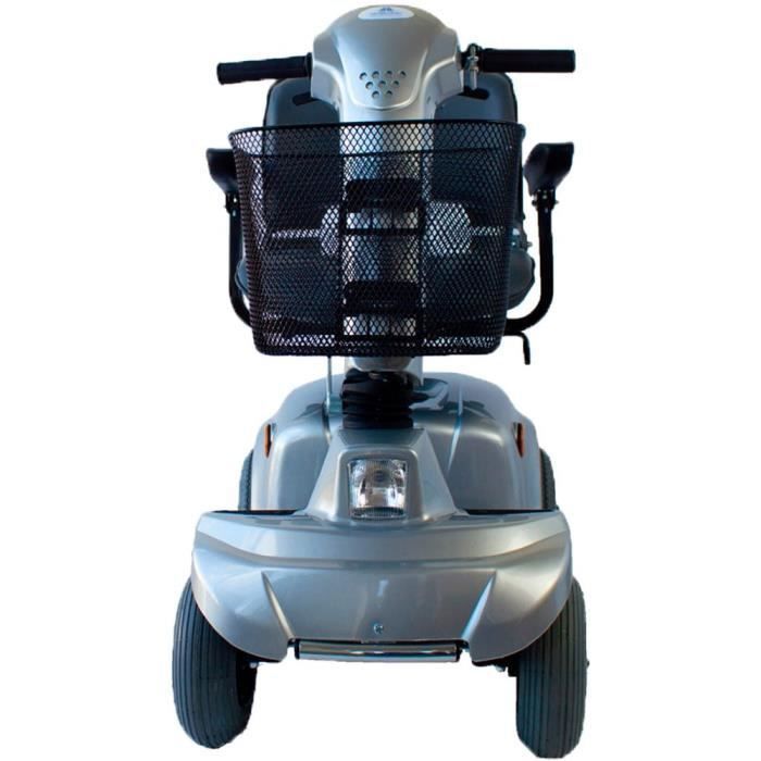 Scooter eléctrico de 4 ruedas Mobiclinic, 450 W, asiento giratorio y plegable, autonomía de 34 km, 12 V, para personas con movilidad reducida, color gris, Piscis