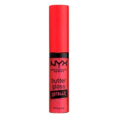 Brillo labial metálico Buttergloss de Nyx Professional Makeup, 1 unidad, 09 Rojo Sangre, 8 ml