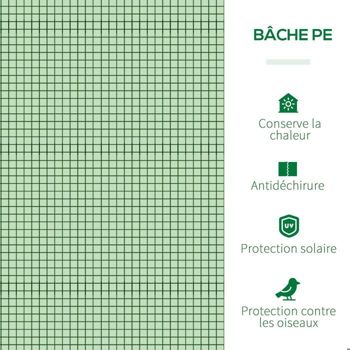 Mini serre de jardin - Outsunny - tunnel serre tomates PE 140 g/m² anti-UV 3 portes - acier - 3x1x0,8m - vert