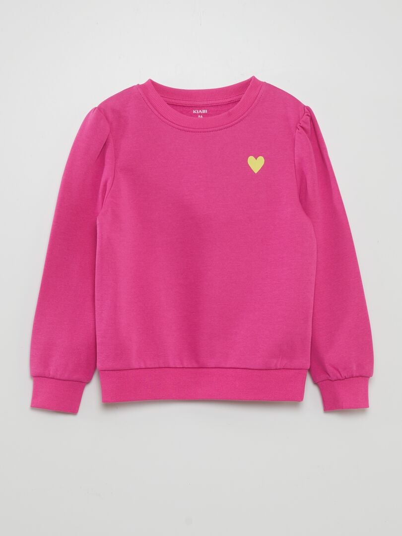 Trui met ronde hals van fleece - ROZE