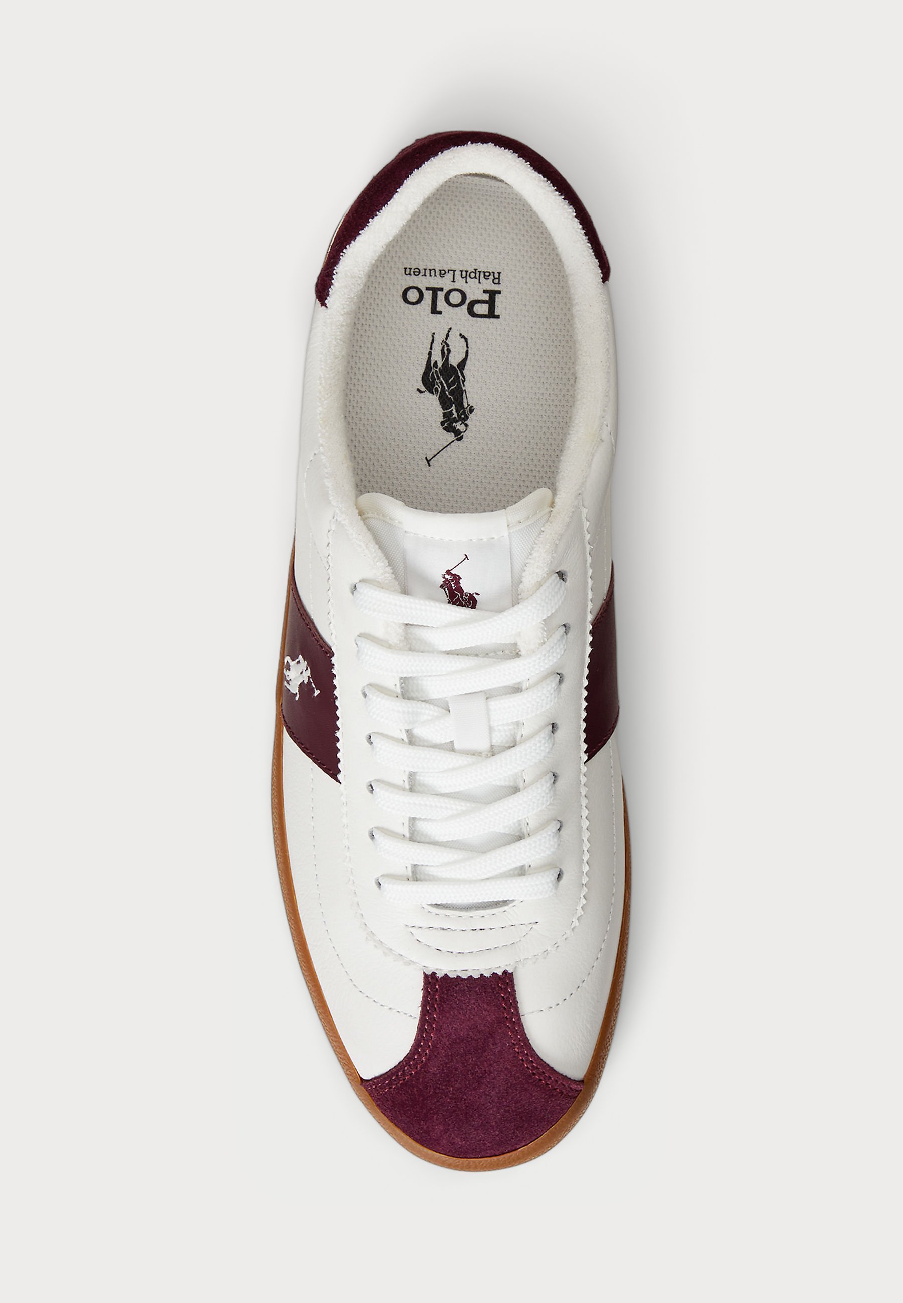 Polo Ralph Lauren COURT VULC LATHER-SUEDE SNEAKER UNISEX - Sportbačiai - baltos/vyno spalvos