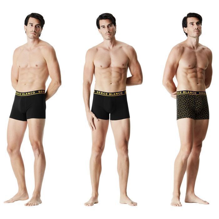 Serge Blanco Men's Boxer Shorts - Black (Pack of 8)