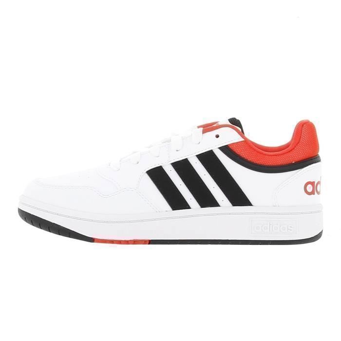 Chaussures basses en cuir ou simili Hoops 3.0 K - Adidas - Garçon - Blanc