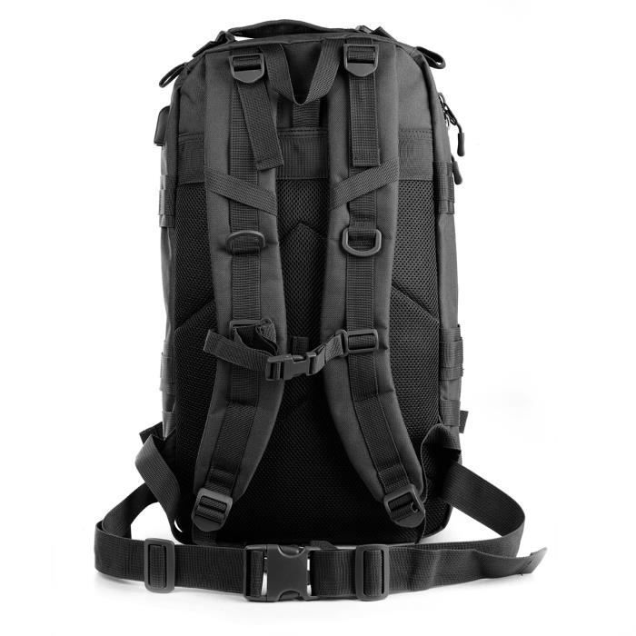 Mochila táctica - 36L - 900D Molle - Puerto USB - Impermeable Negra