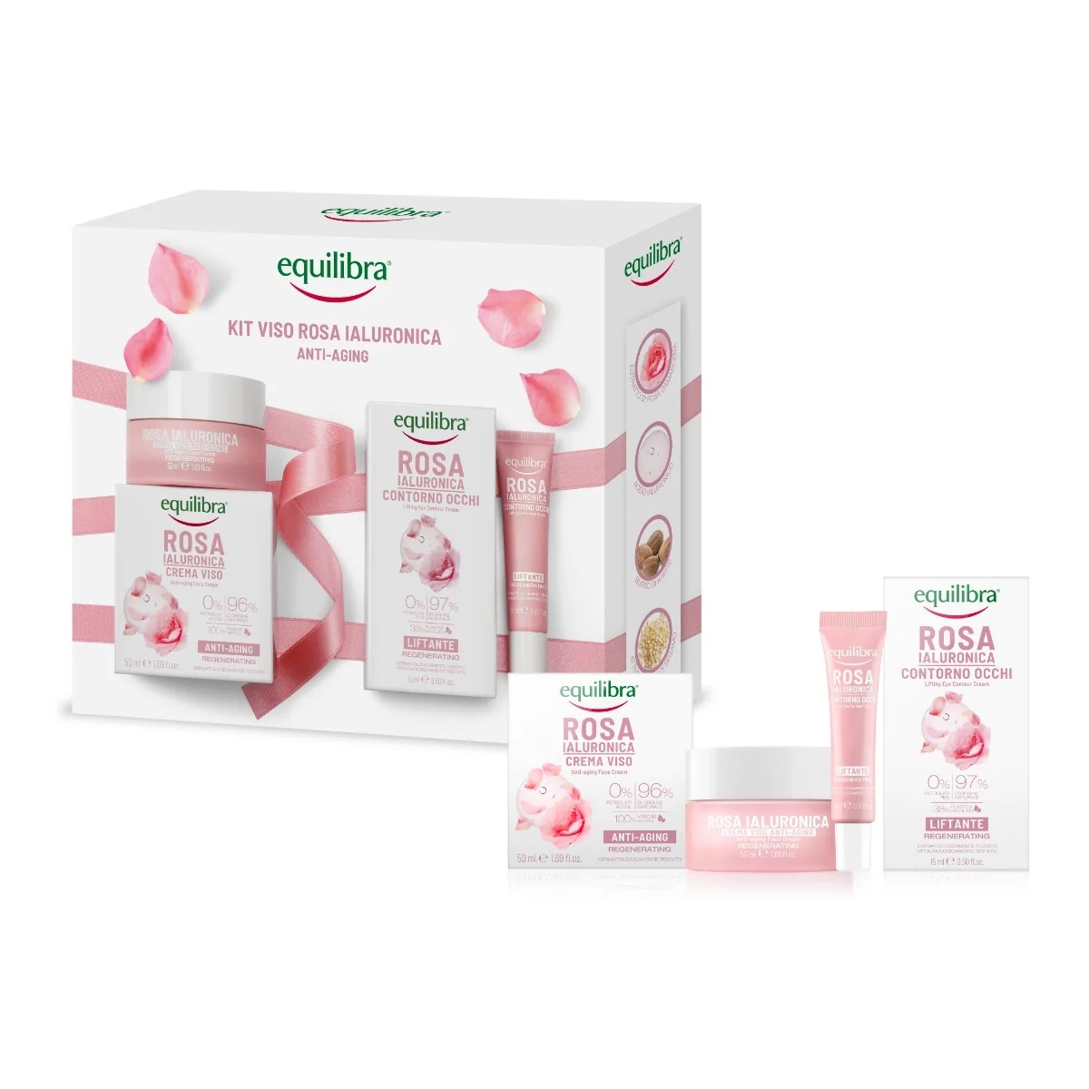 Equilibra Skin set: Equilibra Hyaluronic Rose anti-aging crème 50 ml + oogcontour liftende crème 15 ml