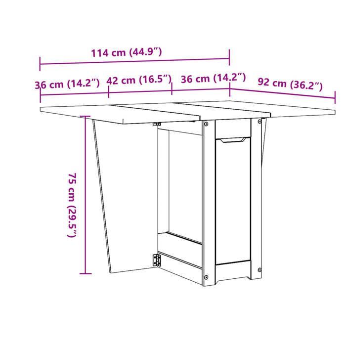 vidaXL Table à manger papillon pliable Corona cire marron bois de pin, table de cuisine, table de restaurant, table à manger