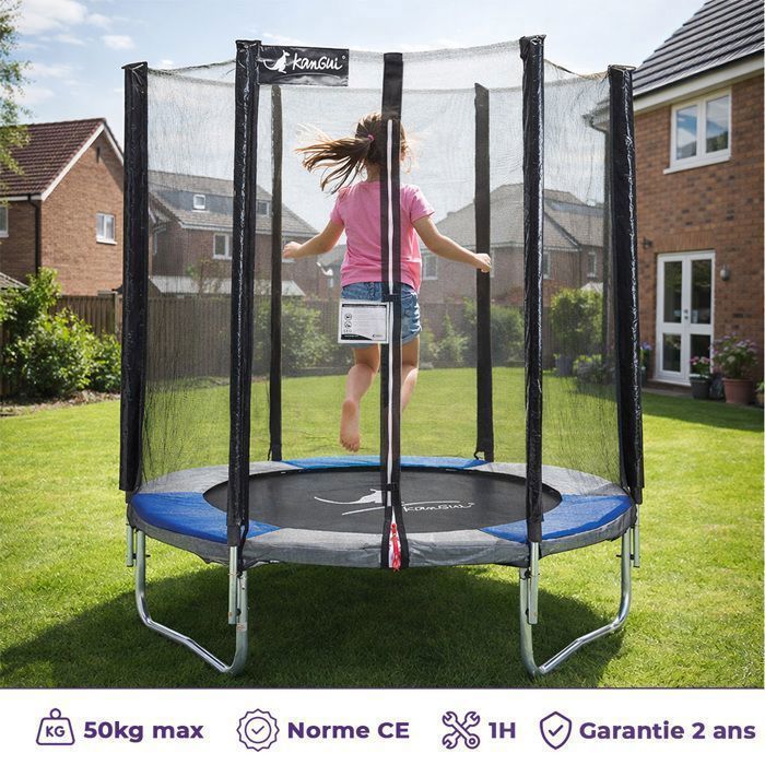 Trampolino KANGUI - RALLI Ø 180-183 cm - Bambino - Rete di sicurezza - Certificato CE e NF EN 71-14