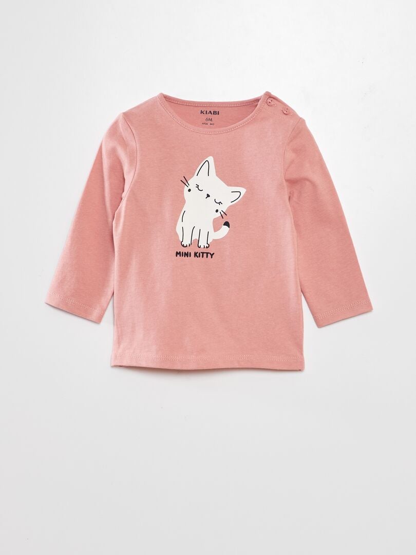 Camiseta estampada de manga larga - Rosa antiguo