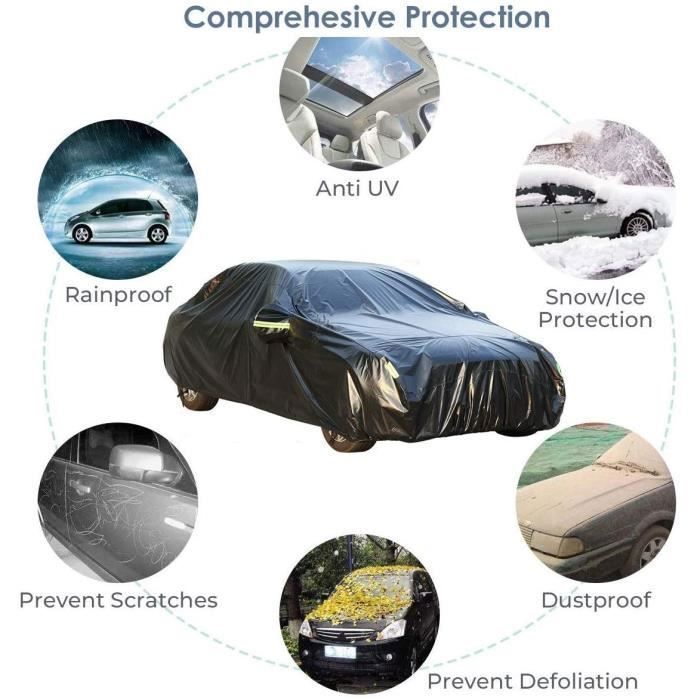 Funda para coche de exterior - MAGICFOX - 4,9 × 1,8 × 1,5 m - Impermeable - Resistente a los rayos UV - Cierre lateral