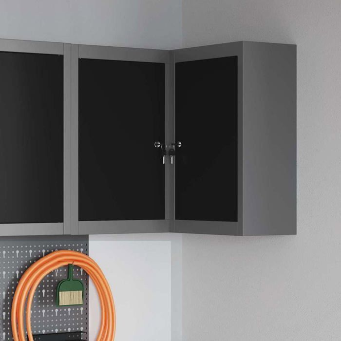 Armario de herramientas con estantes ajustables - vidaXL - 55x55x55 cm - Negro y gris - Madera de ingeniería y acero