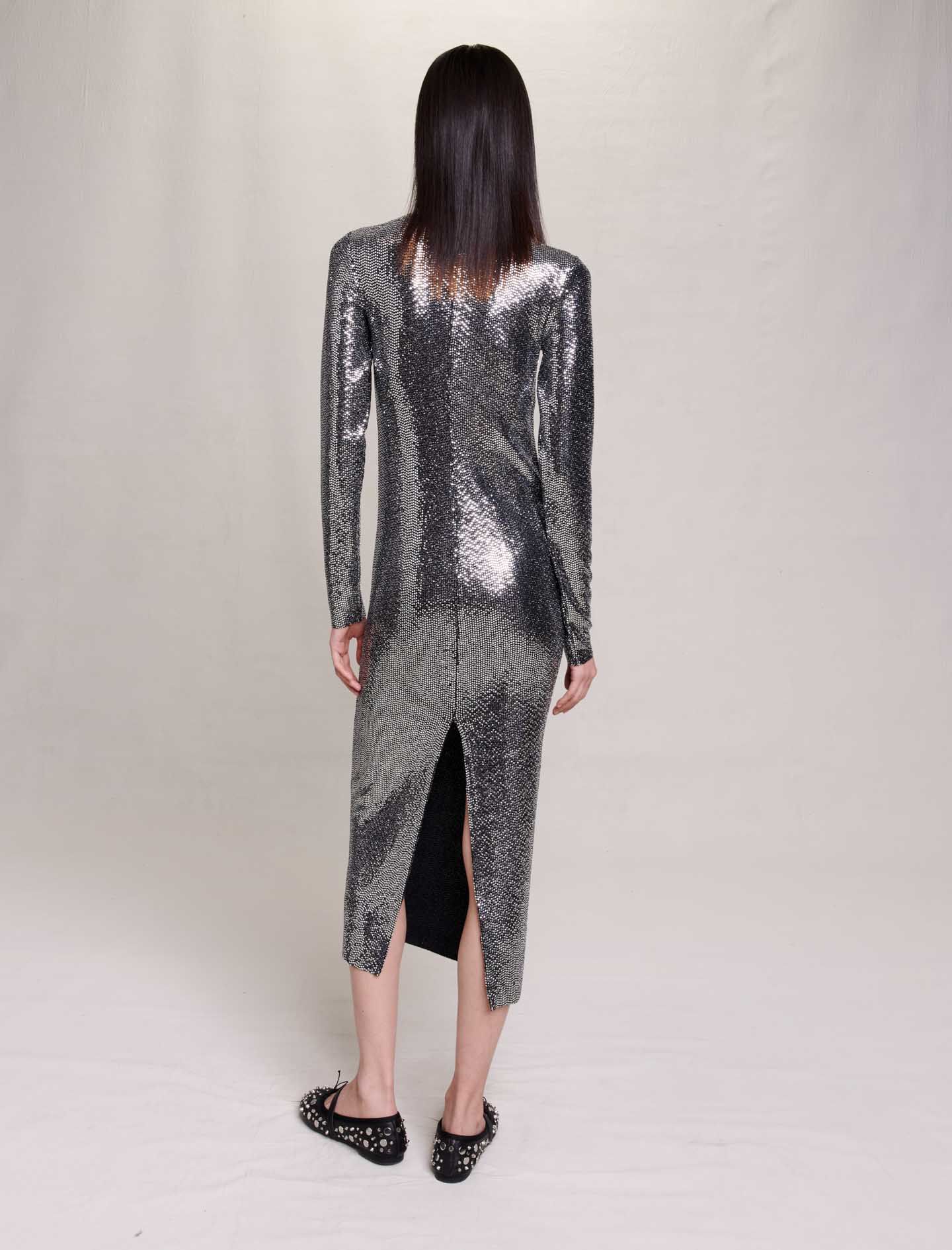 Rochie lungă strălucitoare - Argintie