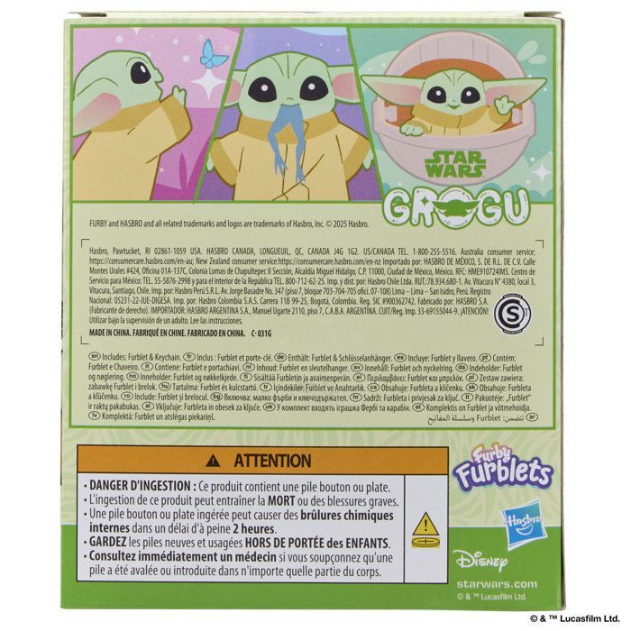 Furby Furblets Grogu STAR WARS™, Mini peluche electrónico coleccionable, Más de 45 sonidos, Para mayores de 6 años, Hasbro