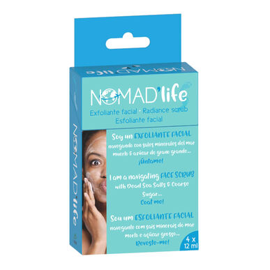 Nomad Life ansiktsskrubb med mineralsalter og grovt sukker, eksfolierende skrubb med mineralsalter fra Dødehavet, 12 ml