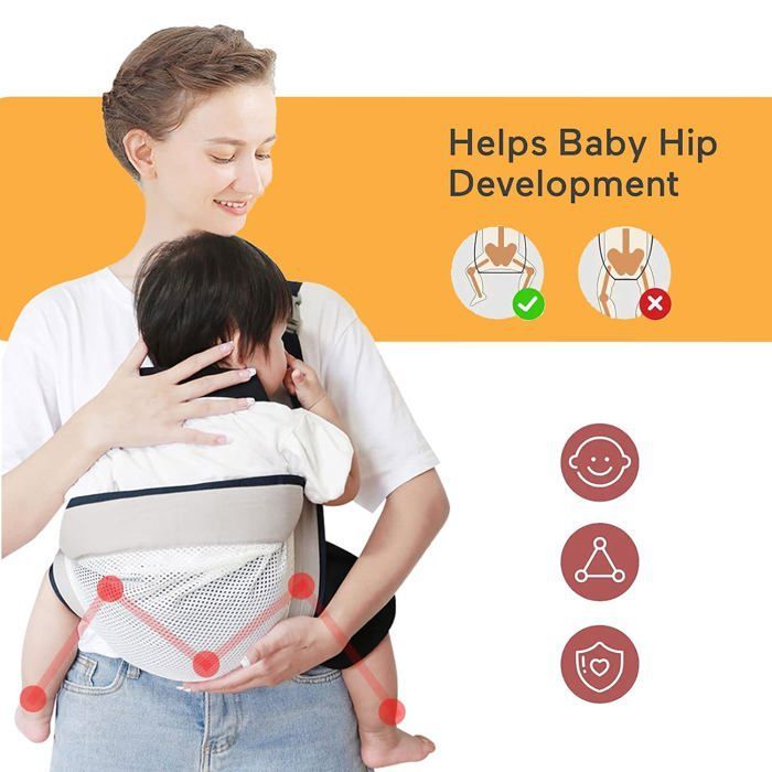 Porte Bébé Hanches Côté Ergonomique Portable,Réglable, léger et respirant,pour Bebe Nouveau-nés et Tout-Petits jusqu'à 15 kg