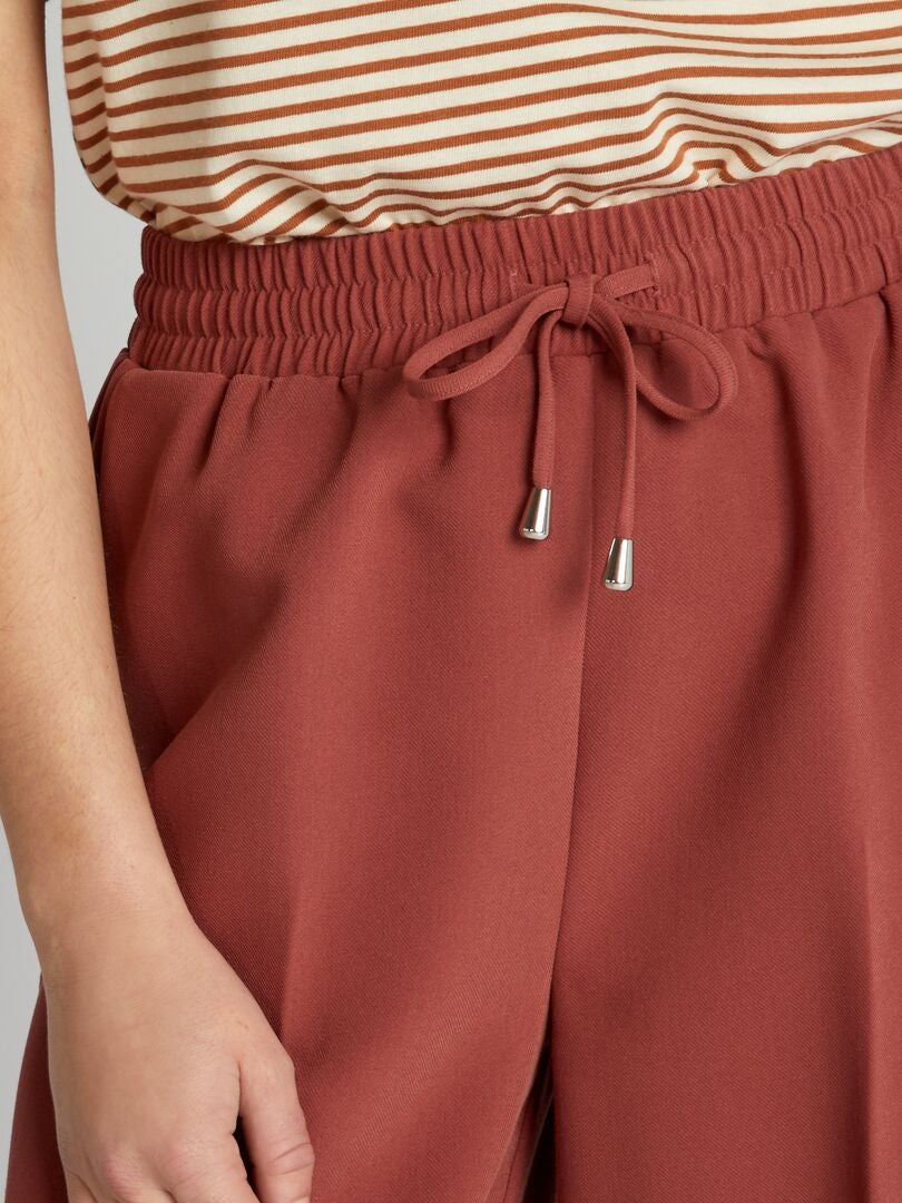 Calças de corte reto com amarração frontal - VERMELHO
