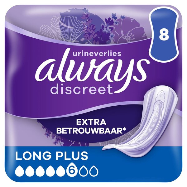 Always Discreet Long Plus Inkontinenz-Einlagen<br>Medizinprodukt – 8 Stück