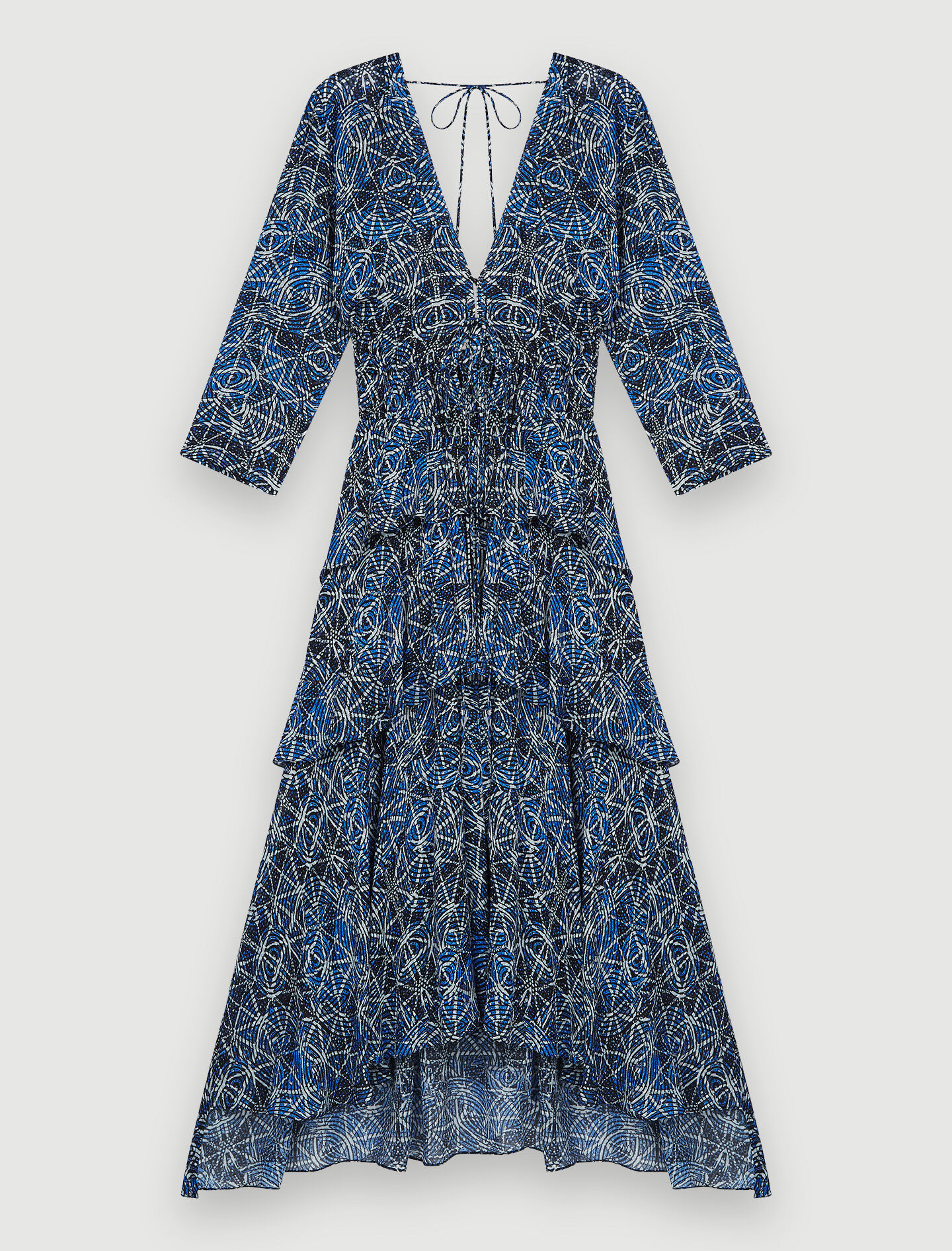 Rochie cu volane din viscoză-indigo