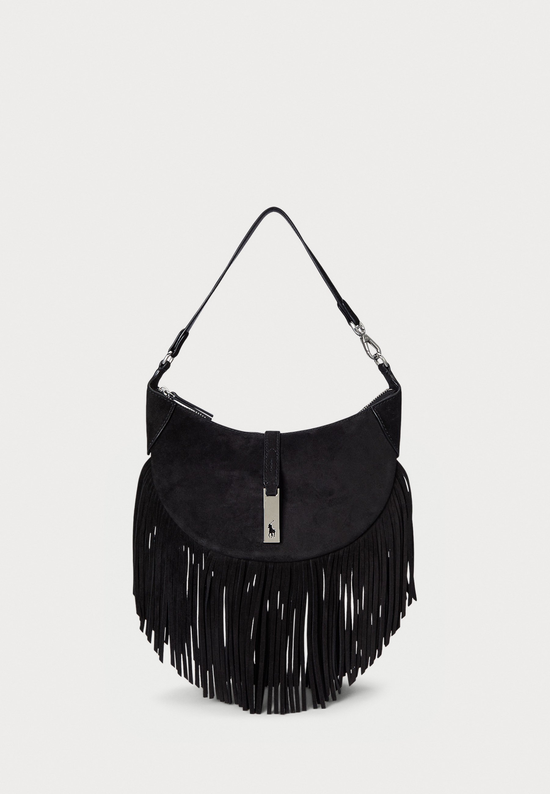 Sac bandoulière Polo Ralph Lauren Polo ID à franges en daim noir - Sac à main